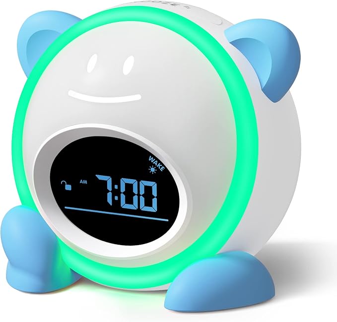 OK to Wake Clock for Kids, Sleep Training Clock with Night Light and Sound Machine, Kids Alarm Clock for Bedrooms (Blue)