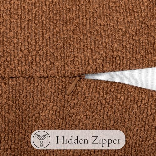 JoraLion 16x24 inch Boucle Lumbar Pillow Cover, Rust Woven Texture Neutral Long - Image 5