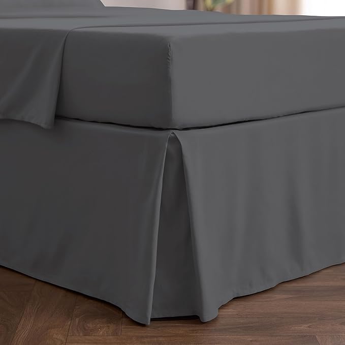 Mellanni Bed Skirt Twin XL Size - Bed Skirting - 15-Inch Tailored Drop Pleated Dust Ruffle - Hotel Luxury Bedding - Wrinkle, Fade, Stain Resistant - 1 Bedskirt (Twin XL, Gray)