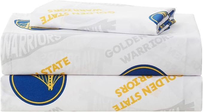 Officially Licensed Golden State Warriors NBA Twin Size Sheet Set – Soft Team Logo Bedding for Dorms, Bedrooms, Fan Caves & Game Day Style