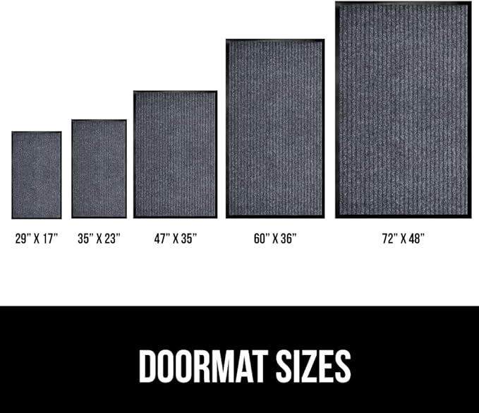 GORILLA GRIP Waterproof Traffic Guard Door Mat, 47x35, Heavy Duty Entryway Mats, Strong Rubber Back Commercial Utility Rugs for Office Hallway, Garage Floor and Home, Low Profile Carpet, Charcoal Gray