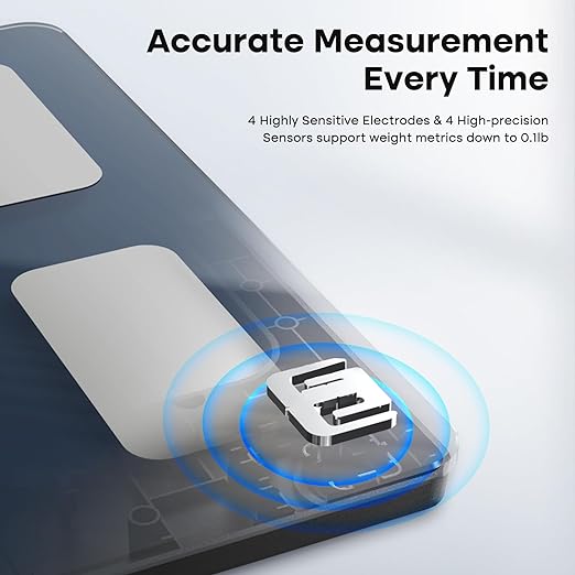 GE Smart Scale for Body Fat, Weight Scales with BMI Muscle Mass Button Function 500lbs Digital Bathroom Weight Machine Body Composition Monitor 11.8" Platform Accurate Weighing Health Analyzer