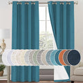 PrinceDeco 100% Blackout Linen Textured Curtains for Living Room Black Out Curtains 96 Inch Long 2 Panels Set Grommet Room Darkening Curtains & Drapes Boho Home Decor for Bedroom, Blue Sapphire