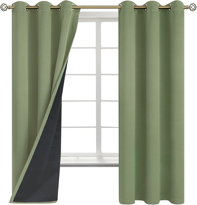 BGment Grass Green Blackout Curtains for Bedroom Spring Curtains for Living Room 63 Inch Length 2 Panels Set, Thermal Insulated Full Room Darkening Soundproof Grommet Drapes (42 x 63 Inch, 2 Panels)