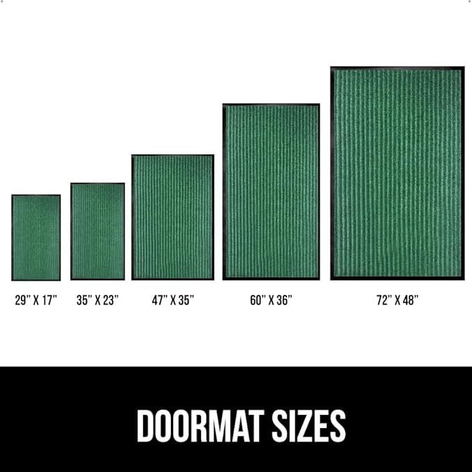 GORILLA GRIP Waterproof Traffic Guard Door Mat, Heavy Duty Entryway Mats, Strong Rubber Back Commercial Utility Rugs for Office Hallway, Garage Floor and Home, Low Profile Carpet Runner, 29x17, Green