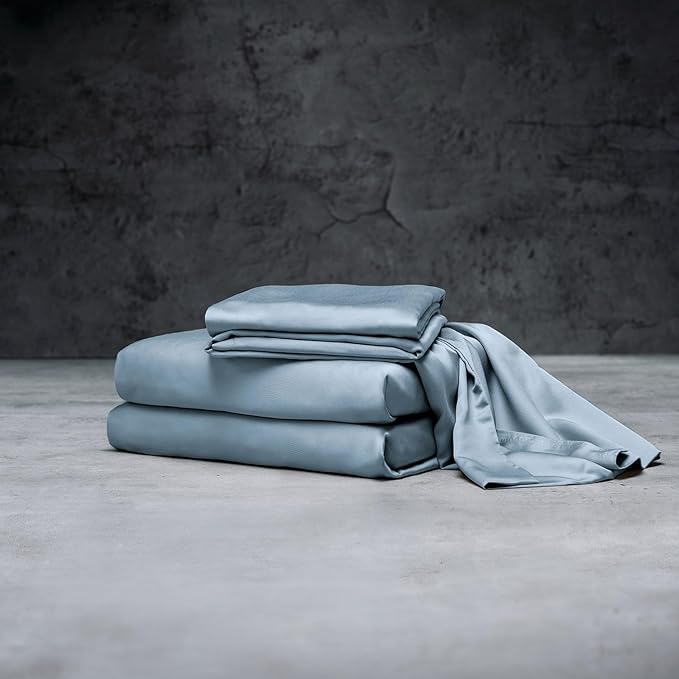 LUXOME Luxury Sheet Set | 100% Rayon (Viscose) from Bamboo | California King - Surf | Deep Pockets | 4-Piece Set (Fitted, Flat, 2 Pillowcases)