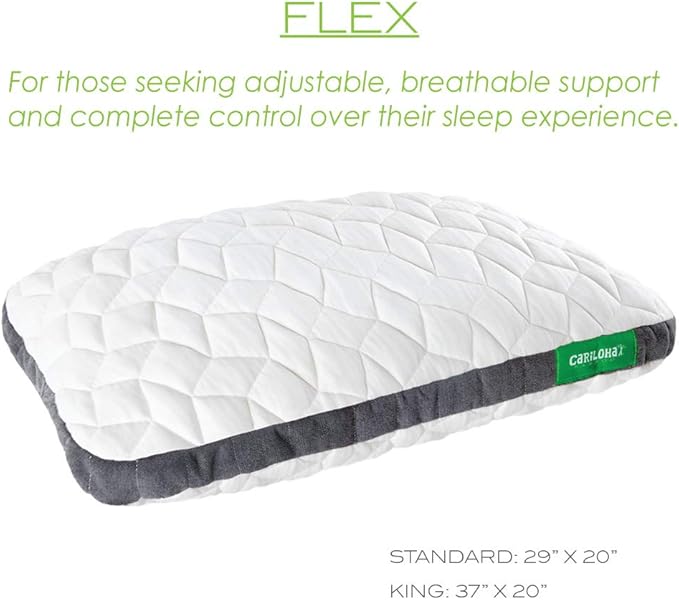 Cariloha Universal & Adjustable Flex Pillow | White | Standard | 32"x20" | Viscose Material | Naturally breathable, Hypoallergenic, & Moisture wicking