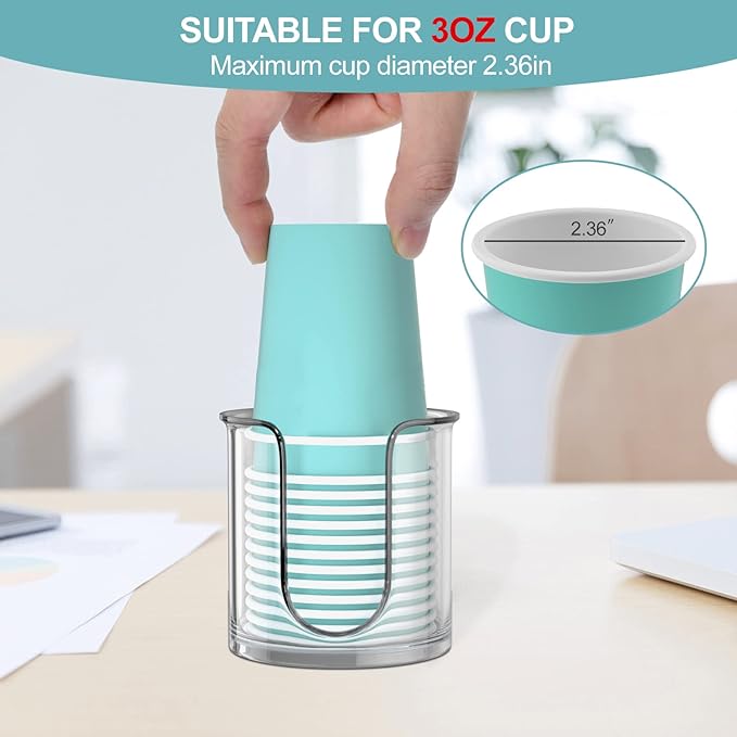 Bathroom Cup Dispenser,Small Disposable Paper Cup Holder,Compact Mouthwash Cups Holder PC Cup Dispenser for Bathroom Vanity Countertop (2 Pack)