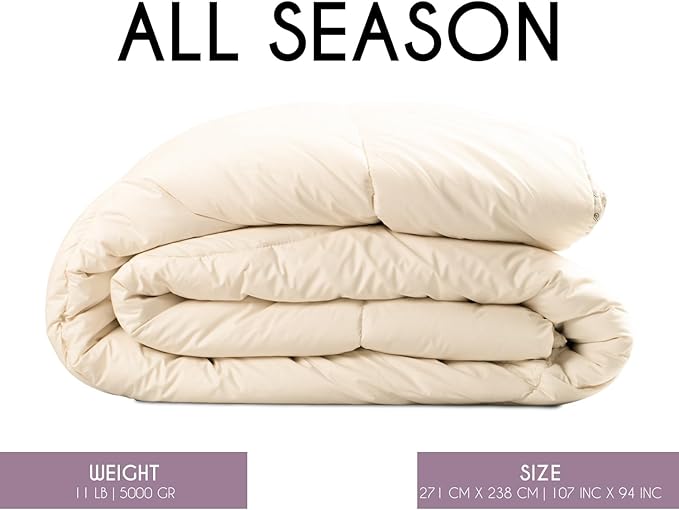 King All-Season Warm Fine Alpaca Duvet - Premium Cotton Cover, 4,66 lb Filling, Ideal for Year-Round Comfort, Lightweight & Temperature-Regulating, 107 x 94 inches