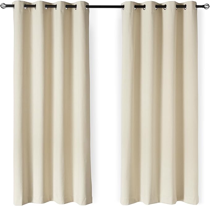 Amazon Basics 100% Blackout Curtains with Grommets, 2 Panels, 52 x 96 Inches, Beige