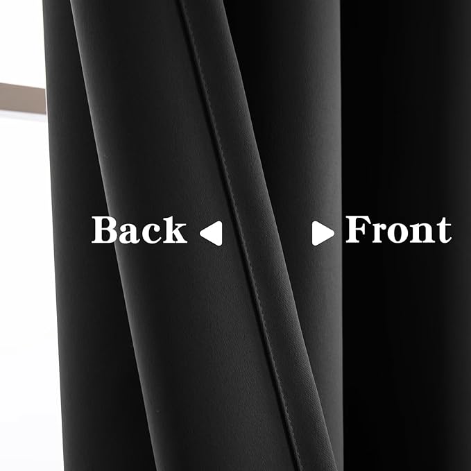 Curtains 90 Inches Long 2 Panels Set, Blackout Curtains for Bedroom Living Room, Thermal Insulated Grommet Room Darkening Drapes for Privacy Home Decor Windows(W52 x L90, Dark Grey)