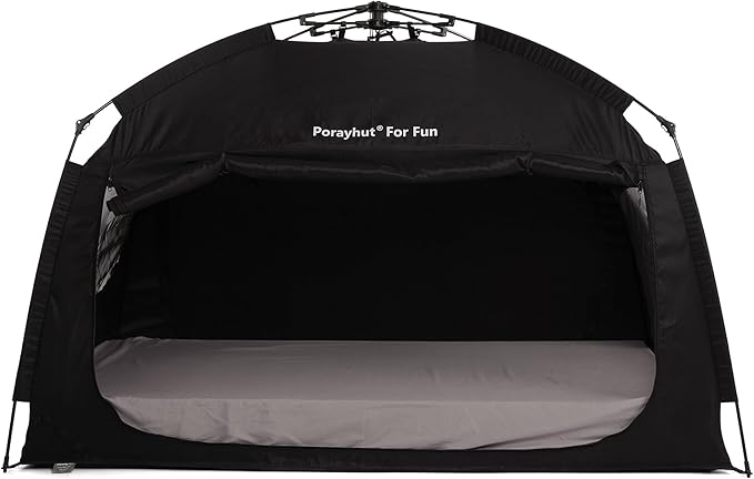 Indoor Instant Privacy Bed Tent for Sleeping,Quick Set-up Bed Canopies,Portable Bed Drapes with Large Space and 3 Doors (Black, Full)