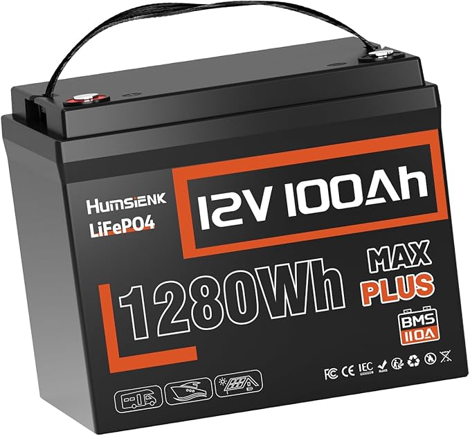 100Ah LiFePO4 Battery 12V Deep Cycle - Built-in 110A BMS with Low-Temp Protection, 15000+ Cycles Rechargeable Lithium Battery for RV Marine Solar Off-Grid/Trolling Motor/Home Backup (MAX PLUS Series)