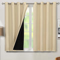 BGment Short 100% Blackout Curtains for Bedroom, Thermal Insulated Energy Efficiency Noise Reducing Grommet Curtains 45 Inch Length with Liner for Small Window 2 Panels Each 52 Inch Wide, Natural