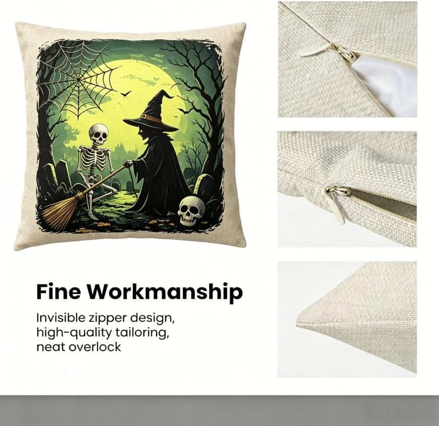 Halloween Throw Pillow Covers, 18x18 Inch, Machine Washable - Image 5