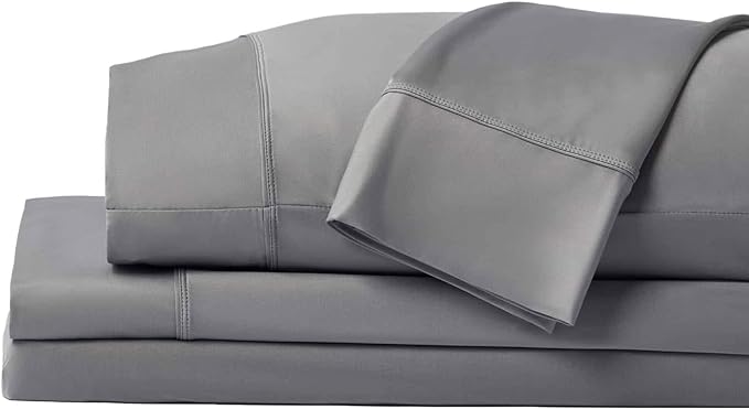 SHEEX - Original Performance Sheets Set (Queen) Graphite - Cooling Sheets - Moisture Wicking - 1 Flat Cooling Sheet, 1 Fitted Cooling Sheet, 2 Pillow Covers - Wrinkle Free - Sleep Aid