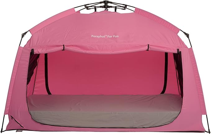 Indoor Instant Privacy Bed Tent for Sleeping,Quick Set-up Bed Canopies,Portable Bed Drapes with Large Space and 3 Doors (Pink, Twin)