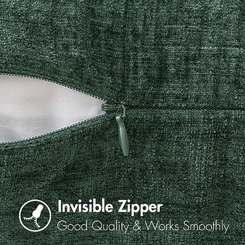 MIULEE Soft Chenille Throw Pillow Covers Green 20x20 Inch Pack of 2 - Image 3
