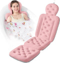 Bath Cushion, Full Body Bathtub Pillow with 160 Suction Cups, Bath Mat for Head and Neck Support, with Laundry Bag (Light Pink, 56.2" x 16.2")