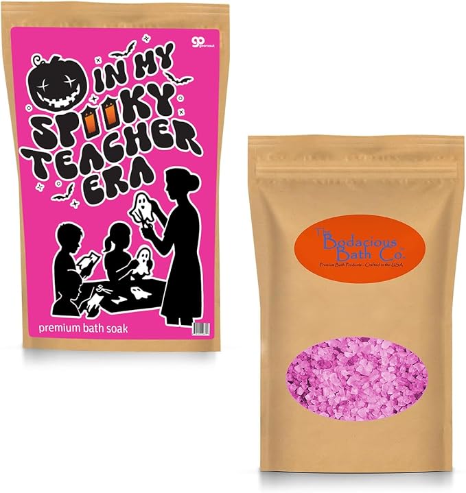 Spooky Teacher Era Bath Soak Pink Rose Sea Salt Spa Gift Funny Halloween Gag Gift for Women, Relaxing Teacher Appreciation Boo Basket Filler
