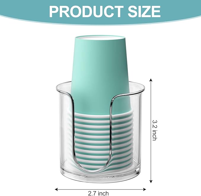 Bathroom Cup Dispenser,Small Disposable Paper Cup Holder,Compact Mouthwash Cups Holder PC Cup Dispenser for Bathroom Vanity Countertop (2 Pack)