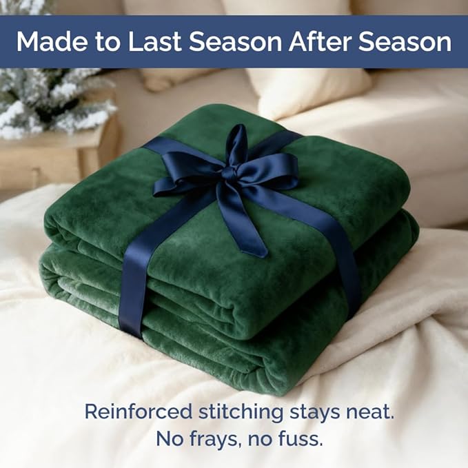 Ultra Soft Fleece Blanket Throw Size - Flannel Fleece Luxury Throw Blanket - Lightweight for Couch Bed Chair - Thick, Warm & Breathable - All Season Cozy Anti-Static Microplush Bedding, Forest Green