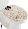 GORILLA GRIP Soft Chenille Bathroom Toilet Lid Cover, Machine Washable Seat Covers, 19.5x18.5, Stays In Place Rubber Backing, Fits Most Round, Elongated and Oblong Lids, Accessories Decor, Ivory Cream