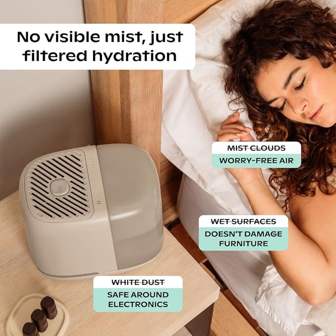 Canopy Bedside Humidifier 2.0, Moonstruck, 36 HR Run Time, 2.5L Capacity - Reading Light & White Noise - Alleviate Symptoms of Allergies, Cold, Dry Skin - Humidifier, Filter, Power Cord & Adapter