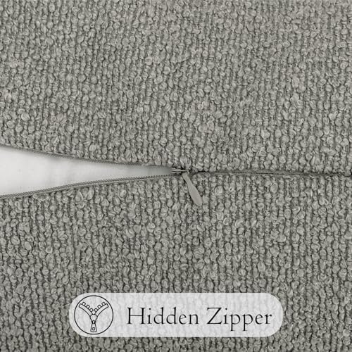 JoraLion 14x24 inch Boucle Lumbar Pillow Cover, Light Gray Woven Texture - Image 5