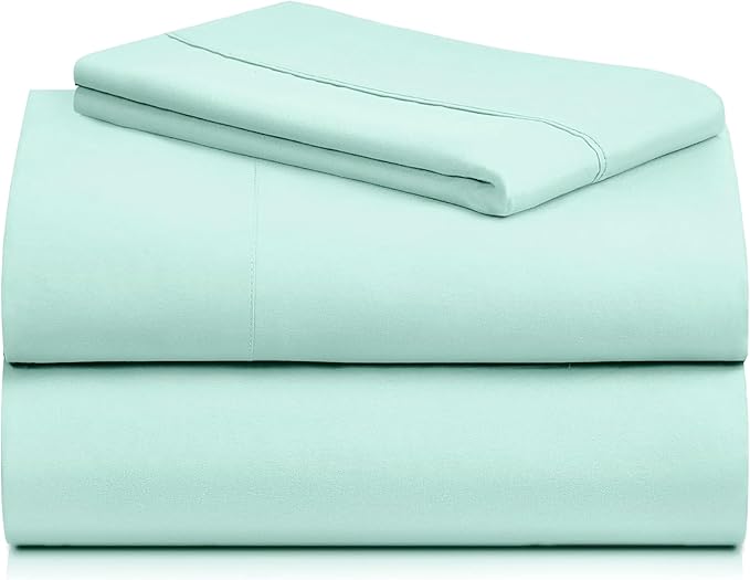 LuxClub 3 PC Twin Sheet Set, Deep Pockets Wrinkle Free Cooling Bed Sheets Hotel Bedding for Women, Men, Kids & Teens, Includes 1 Fitted Sheet, 1 Flat Sheet and 1 Pillowcase-Silky Soft Aquamarine