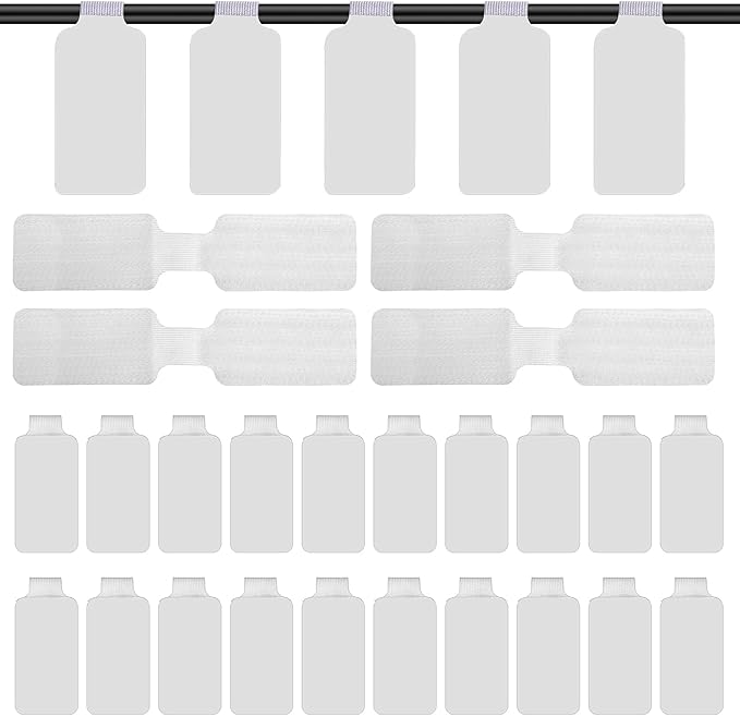 60 Pieces Self-Adhesive Cable Labels, Paste Wire Labels, Nylon Writable Cord Tags Waterproof White Wire Cable Tags for Electronics Office Computers Management and Identification