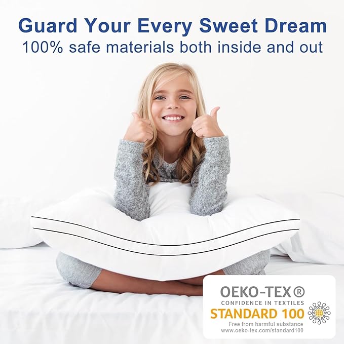 Premium Pillows Standard Size Set of 4, Fluffy and Supportive 7D Down Alternative Bed Pillows, Luxury Soft Hotel Quality Gusseted Pillow for Side Back Stomach Sleepers, Relief Neck Head Shoulder Pain