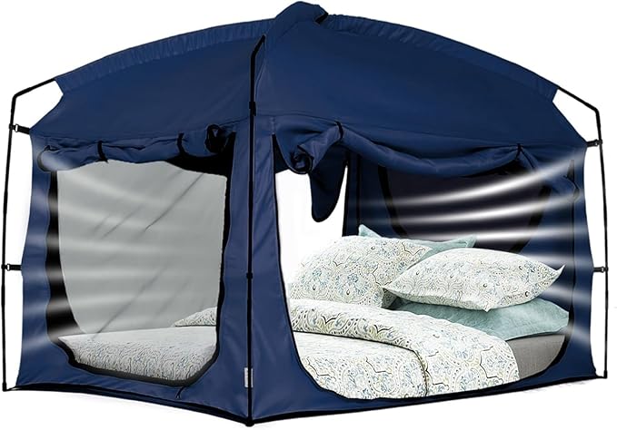 Bed Tent,Portable Privacy Sleeping Bed Canopy,Blackout 90% Drapes for Kids and Adult,Indoor Space Tent with Breathable Large Mesh Windows