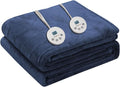 Wapaneus Heated Blanket Electric King Size 90"x100"-Dual Control with 10 Heat Levels 12 Timer Settings and 8 Hours Auto-Shut Off,Fast-Heating Electric Blanket,ETL Listed Machine Washable,Dark Blue