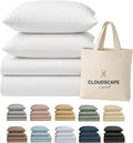 Cloud Scape Linen 100% Egyptian Cotton Sheets Full Size, 4 Pieces Luxury Bedding Set, 400 Thread Count,Hotel Quality, Silky Soft, Deep Pockets up to 17, White