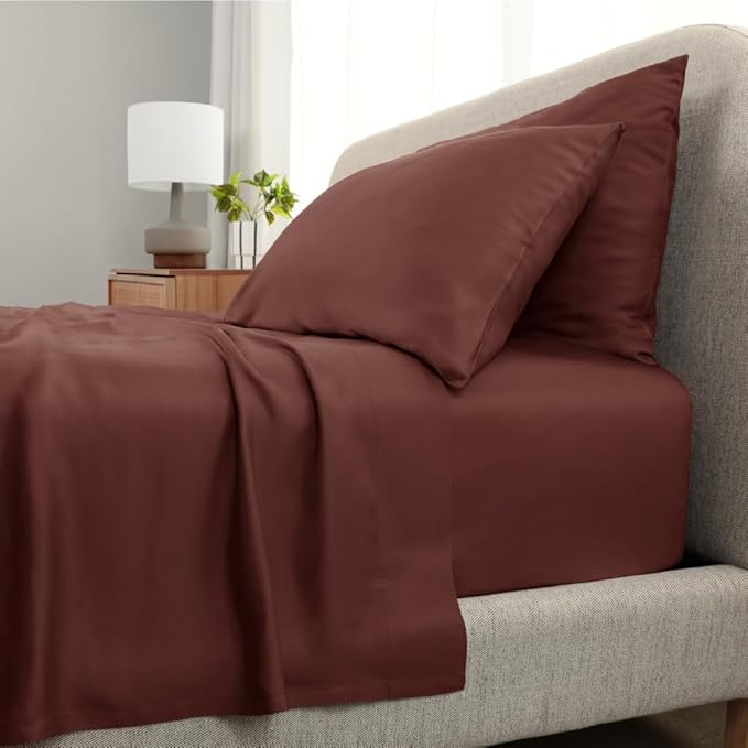 Cariloha Aloha Soft 4-Piece Sheet Set | Maroon Sunset | Queen | Made from 100% Viscose derived from Bamboo | Introductory Sheet Line