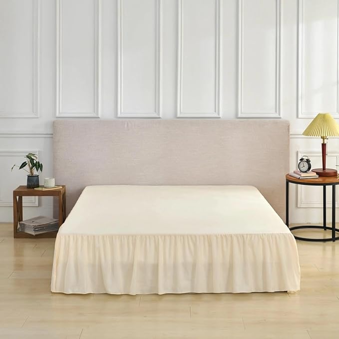 Bed Skirt Queen Size Ruffled Bed Skirt with Split Corners, Queen Bed Skirts 12 Inch Drop, Queen Size Bed Skirting with Platform, 12'' Queen, Beige