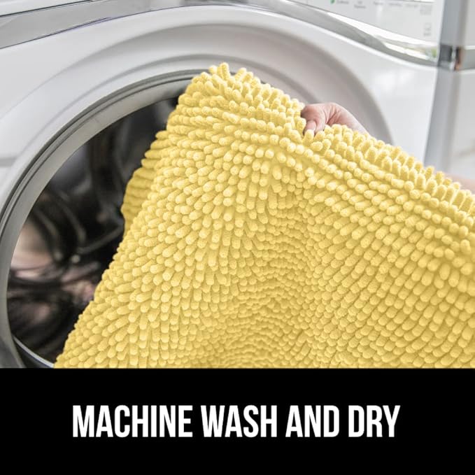 GORILLA GRIP Soft Chenille Bathroom Toilet Lid Cover, Machine Washable Seat Covers, 19.5x18.5, Stays in Place Rubber Backing, Fits Most Round, Elongated and Oblong Lids, Accessories Decor, Yellow