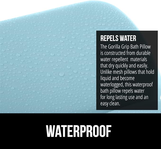 GORILLA GRIP Bath Pillow for Tub, Improved Suction Cups, Luxury Bathtub Pillows, Headrest for Neck and Back Support, Relaxing Home Spa, Hot Tubs and Bathroom Essentials, Gifts for Women, 2 Panel Blue