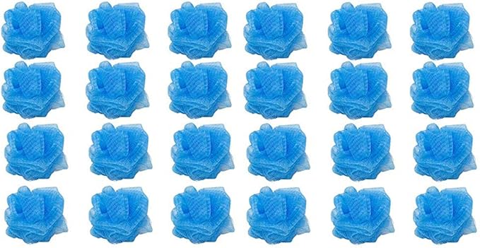 24 Blue Bath or Shower Sponge Loofahs Pouf Mesh Wholesale Bulk Lot