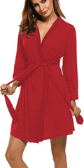 HOTOUCH Womens Robe Lightweight Short Knit Bathrobe Soft Ladies Sleepwear with Pockets