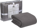 HILLFAIR 100% Combed Cotton Blanket–102x108 Inch California King Size Bed Blankets– Warm Soft All Season Breathable Blankets– Extra Large Oversized California King Blanket- Grey King Cotton Blankets