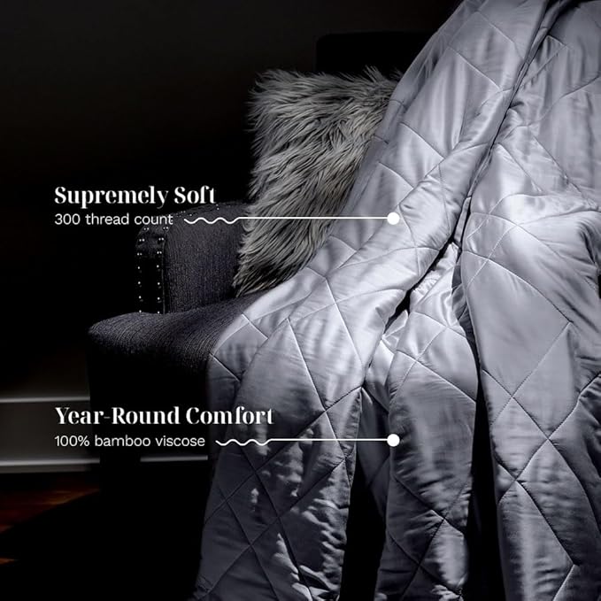 LUXOME Lightweight Blanket | 100% Rayon (Viscose) from Bamboo Fabric & Fill | King/Cal King - 98"x92" | Thermal-Regulating | Stone