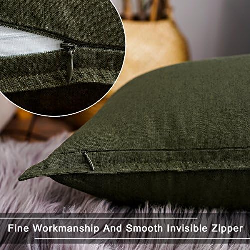 Jeanerlor Set of 2 Decorative 26"x26" Cotton Linen Chair Throw Pillow Case Green - Image 5