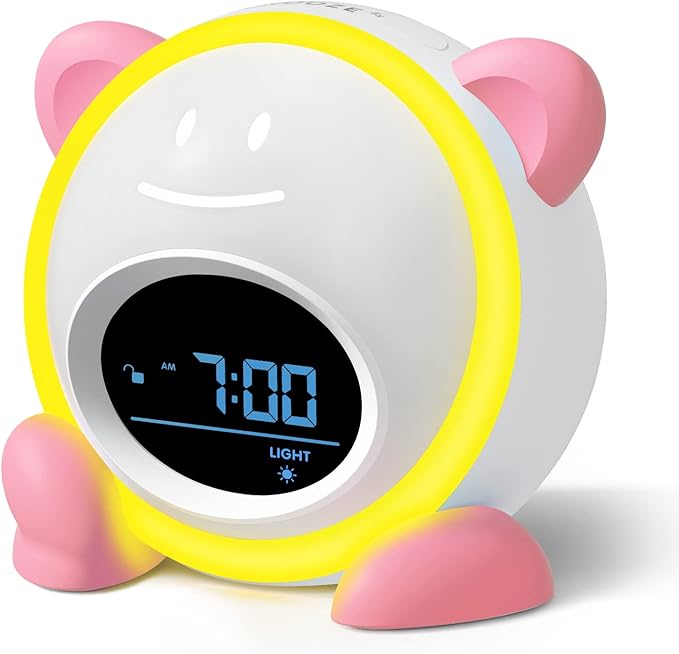 OK to Wake Clock for Kids, Sleep Training Clock with Night Light and Sound Machine, Kids Alarm Clock for Bedrooms (Pink)