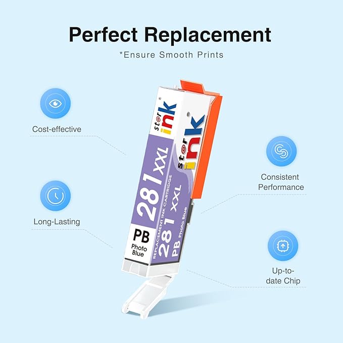 PGI-280XXL CLI-281XXL Replacement for Canon 280 and 281 Ink Cartridges Compatible for Canon TR8620a Ink Cartridges Work for TS9120 TS8120 TS8220 TS8320 TR8620 TR8520 (PGBK,BK,C,M,Y,PB) 6 Color Pack