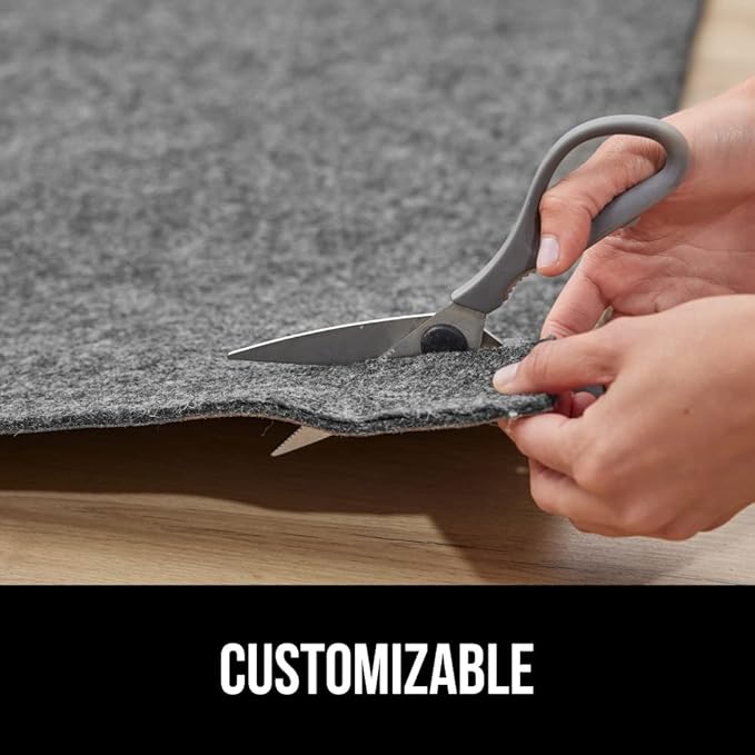 GORILLA GRIP Felt and Natural Rubber Stay in Place Slip Resistant Rug Pad, 1/8in Thick, 9x12 FT Protective Padding Under Area Rugs, Cushioned Gripper Pads, Carpet Runners, Hardwood Floors Protection