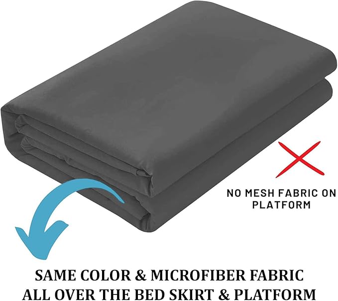 Ruffled Bed Skirt with Split Corners, Dark Grey, Full 12 Inch Drop Bedskirt, Hotel Quality Brushed Microfiber Wrinkle Free Dust Ruffle Bed Skirt Full Size