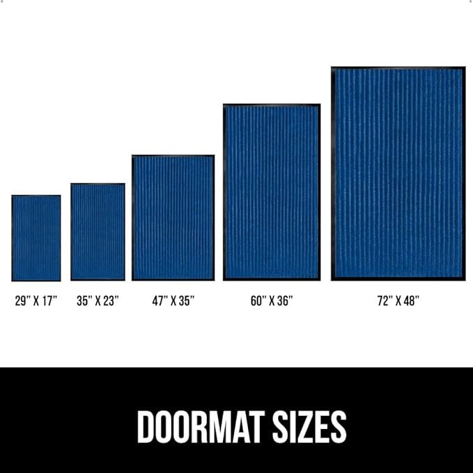 GORILLA GRIP Waterproof Traffic Guard Door Mat, 72x48, Heavy Duty Entryway Mats, Strong Rubber Back Commercial Utility Rugs for Office Hallway, Garage Floor and Home, Low Profile Carpet Runner, Blue