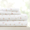 Linen Market Double-Brushed Patterned Microfiber California King Sheet Set 4 Piece – Oeko-TEX Certified Ultra Soft & Wrinkle-Free - 16" Deep Pocket Sheets Easy Care Cal-King Size - Soft Floral Pink